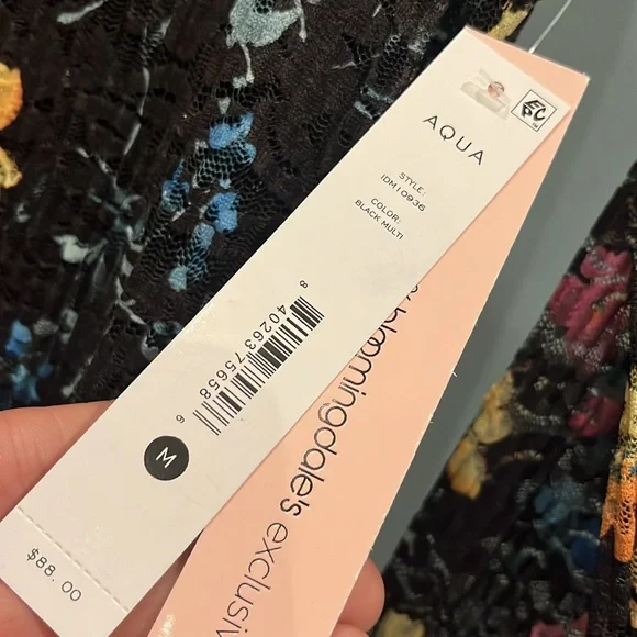 AQUA Puckered Lace Dress Floral/Mulit - Picture 10 of 14